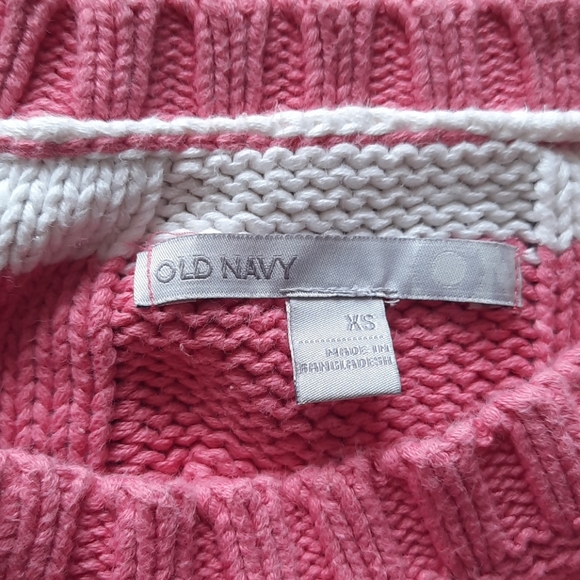 Old Navy Pink & White Striped Sweater - Picture 7 of 9
